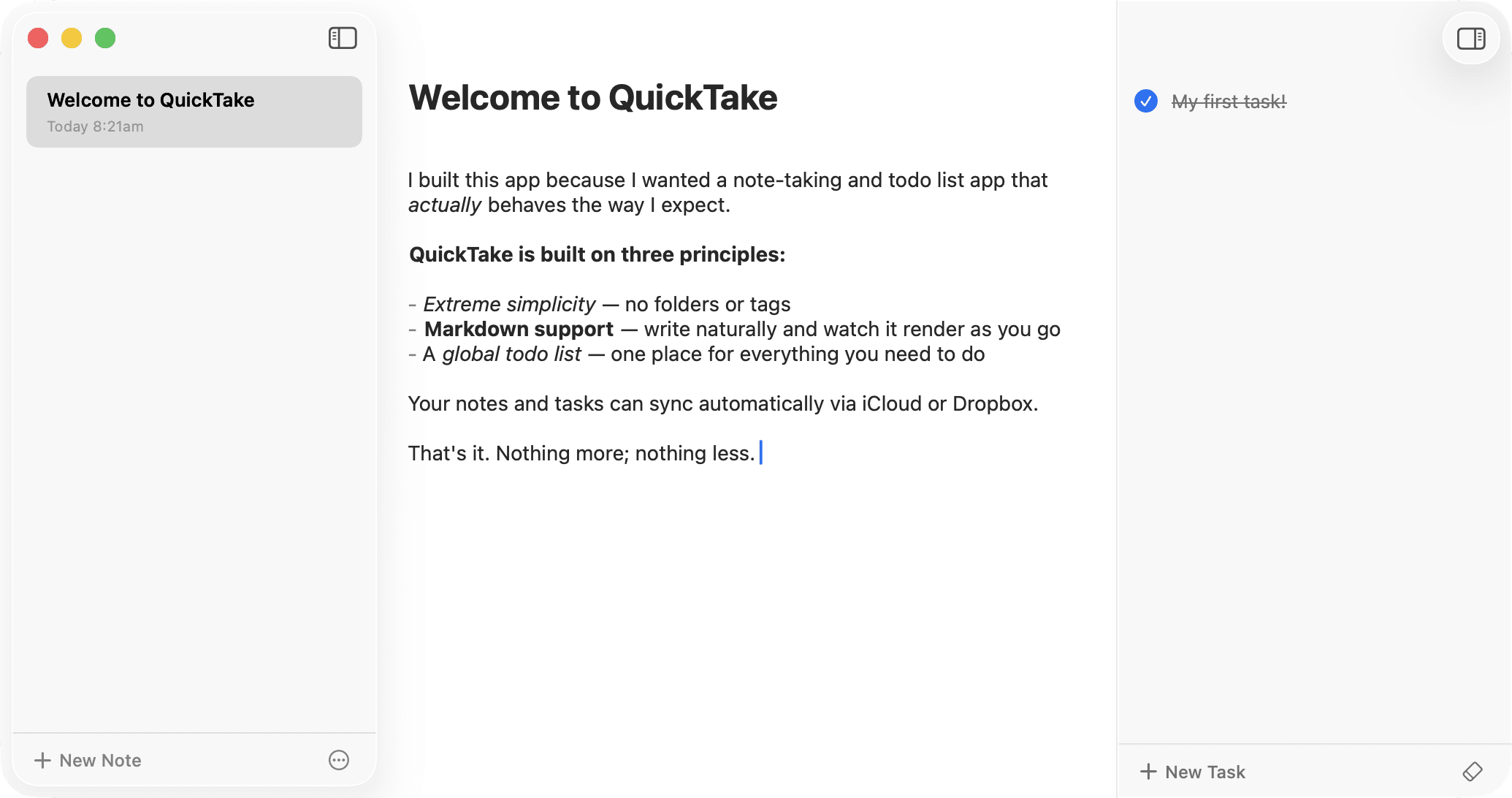QuickTake app screenshot